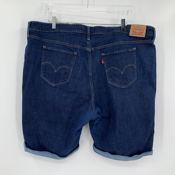 Levis Classic Bermuda denim jean shorts cuffed long stretch women 24W - Picture 4 of 5
